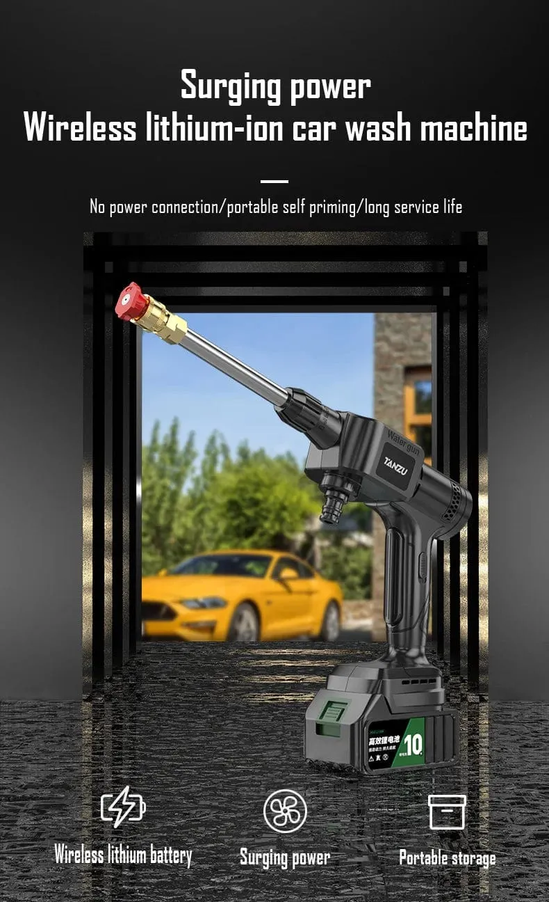 Drahtlose Hochdruck-Wasserpistole für den Haushalt, Autowäsche, Reinigung, Hochleistungs-Lithium-Batterie, starke Booster-Reinigungsmaschine