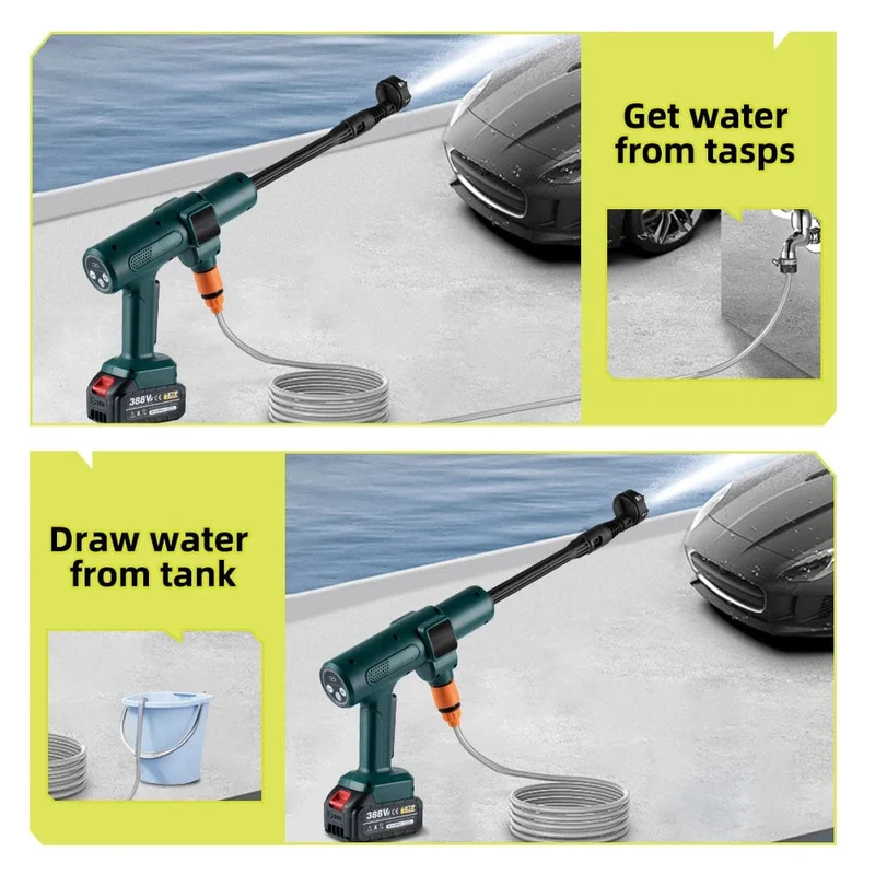 NEWBENY 200Bar bürstenlose Hochdruck-Autowaschpistole 6 IN 1 elektrische Gartenwaschwasser-Spritzpistole für Makita 18V Batterie