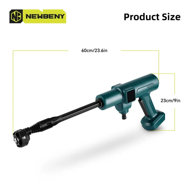 NEWBENY 200Bar bürstenlose Hochdruck-Autowaschpistole 6 IN 1 elektrische Gartenwaschwasser-Spritzpistole für Makita 18V Batterie
