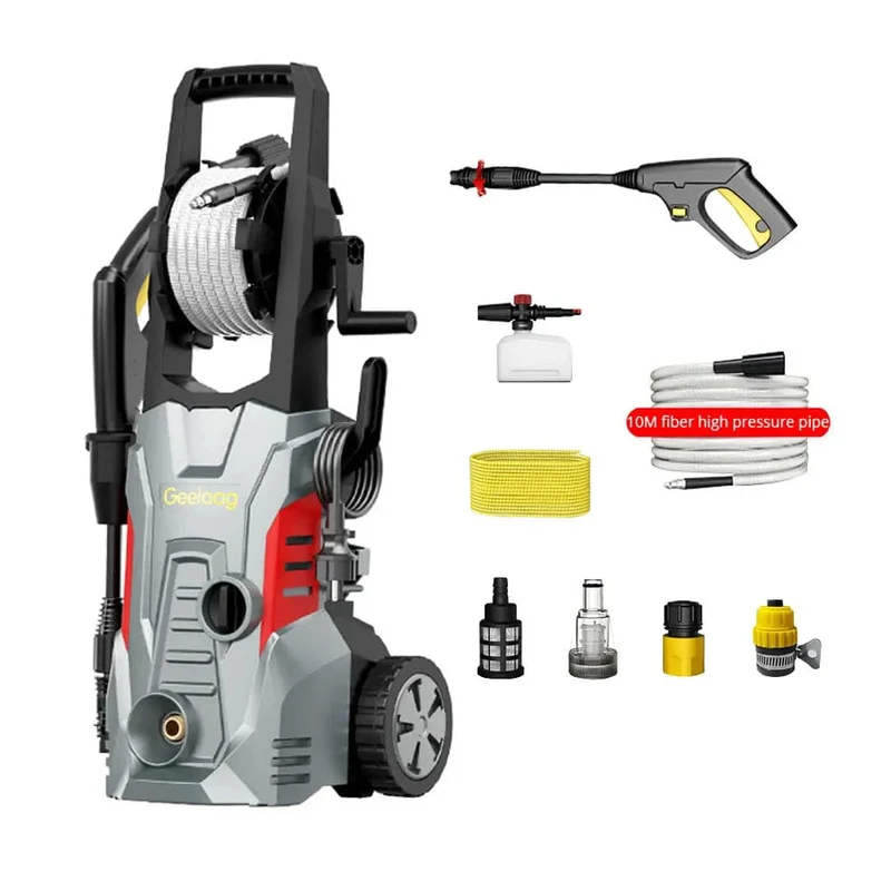 Elektrischer Hochdruckreiniger, 220 V, 1600 W, Hochleistungs-Waschmaschine mit Düsen, ideal zum Reinigen von Häusern, Autos, Einfahrten und Terrassen