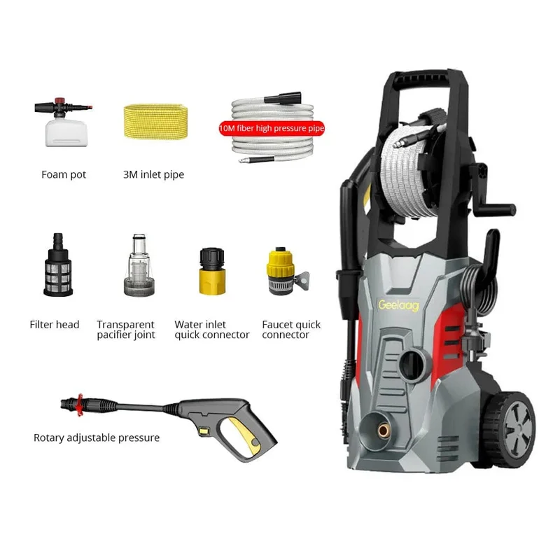 Elektrischer Hochdruckreiniger, 220 V, 1600 W, Hochleistungs-Waschmaschine mit Düsen, ideal zum Reinigen von Häusern, Autos, Einfahrten und Terrassen
