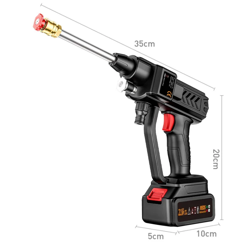 Kabellose Hochdruck-Wasserpistole 21 V, 8000 mAh, 300 W, 60 BAR, Sprüh-Autowaschwerkzeug, tragbarer wiederaufladbarer Haushalts-Wasserpistolen-Maschine