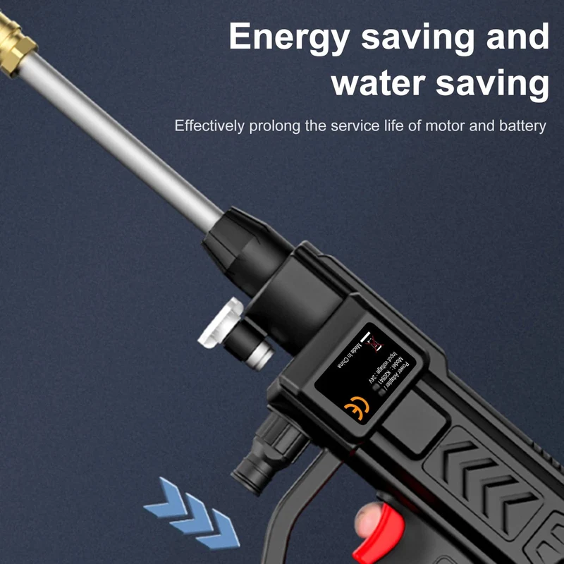 Kabellose Hochdruck-Wasserpistole 21 V, 8000 mAh, 300 W, 60 BAR, Sprüh-Autowaschwerkzeug, tragbarer wiederaufladbarer Haushalts-Wasserpistolen-Maschine