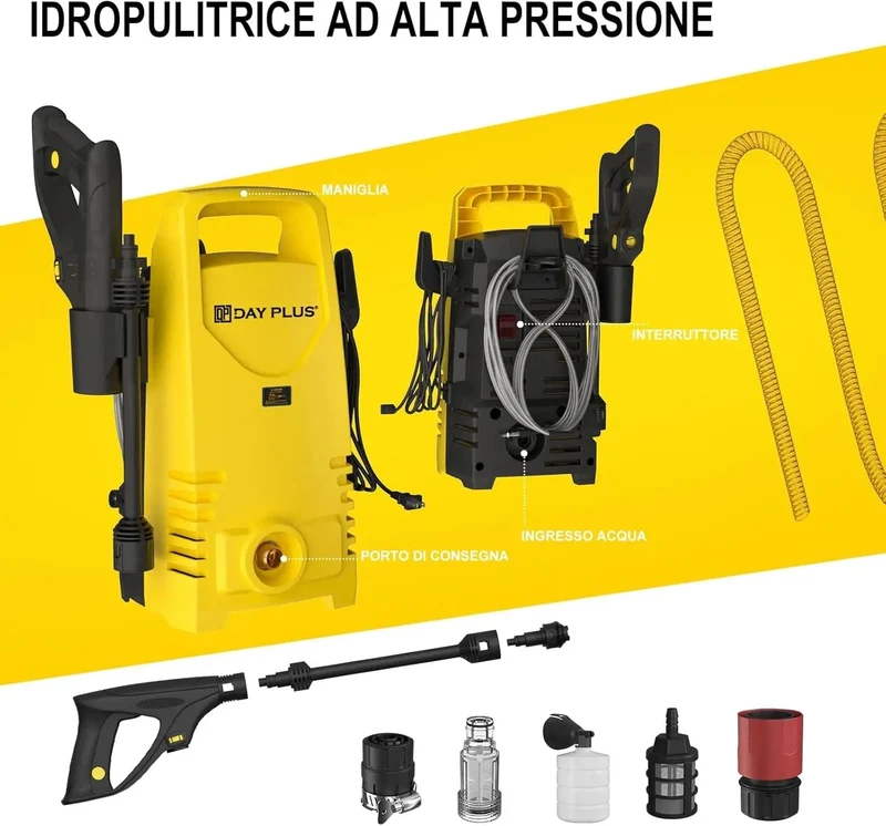 Hochdruckreiniger für Haus und Garten, 3-in-1-Power-Jet-Düse, tragbarer elektrischer Hochleistungs-Jet-Waschautomat für Terrasse, Auto, Einfahrt und Garten