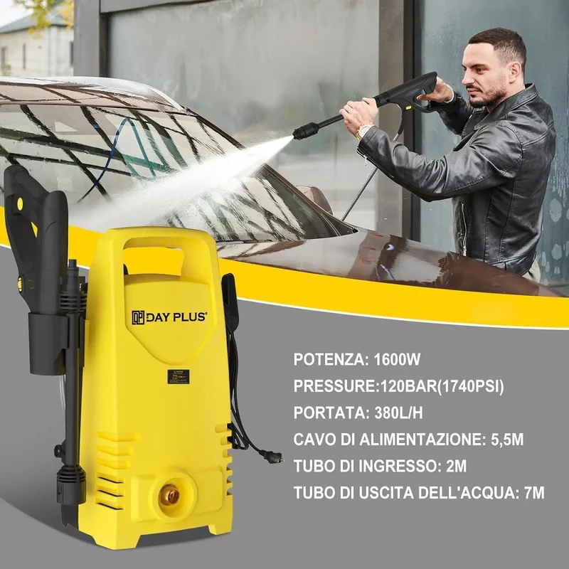 Hochdruckreiniger für Haus und Garten, 3-in-1-Power-Jet-Düse, tragbarer elektrischer Hochleistungs-Jet-Waschautomat für Terrasse, Auto, Einfahrt und Garten
