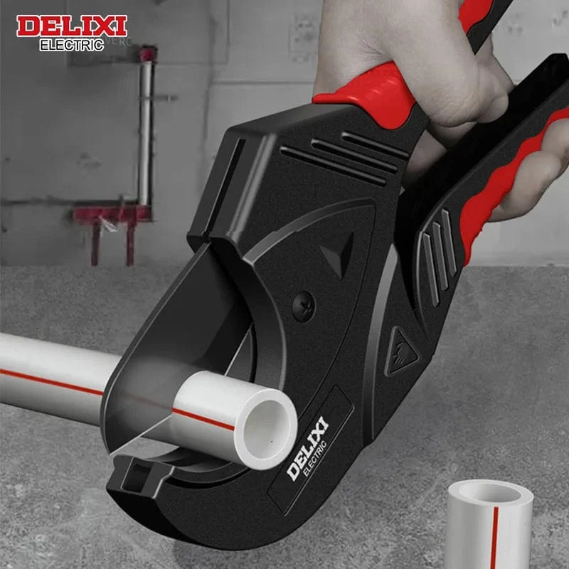 DELIXI ELEKTRISCHER Rohrschneider, Rohrschere SK5 Material-Ratschenschneider PVC/PU/PP/PE Schlauchschneidewerkzeug, für Klempner und Heimwerker