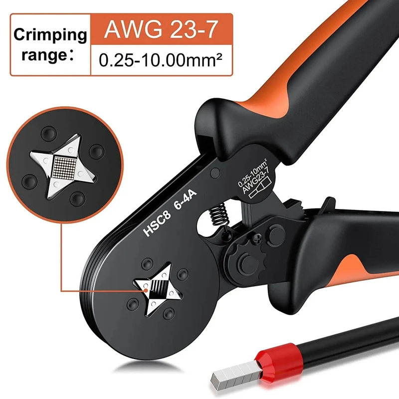 Crimpzangen-Kit, Rohrklemmen HSC8 6-4A Crimper Draht Mini Ferrule Crimper Handwerkzeuge Elektrischer Haushaltssatz mit Box