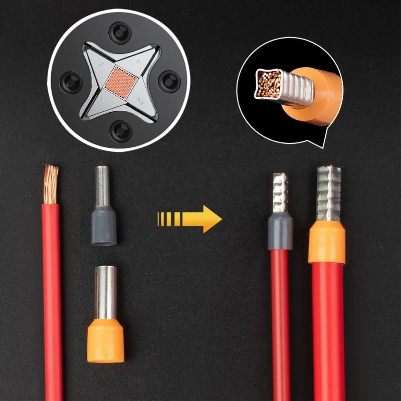 Crimpzangen-Kit, Rohrklemmen HSC8 6-4A Crimper Draht Mini Ferrule Crimper Handwerkzeuge Elektrischer Haushaltssatz mit Box