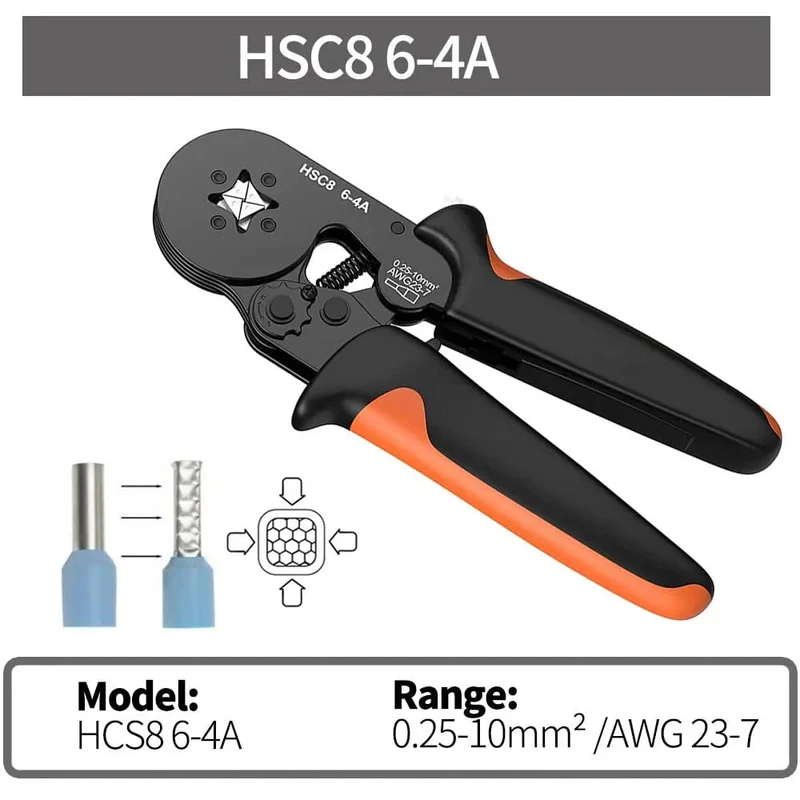 Crimpzangen-Kit, Rohrklemmen HSC8 6-4A Crimper Draht Mini Ferrule Crimper Handwerkzeuge Elektrischer Haushaltssatz mit Box
