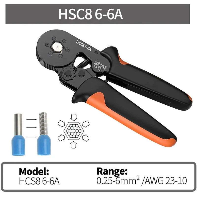 Crimpzangen-Kit, Rohrklemmen HSC8 6-4A Crimper Draht Mini Ferrule Crimper Handwerkzeuge Elektrischer Haushaltssatz mit Box