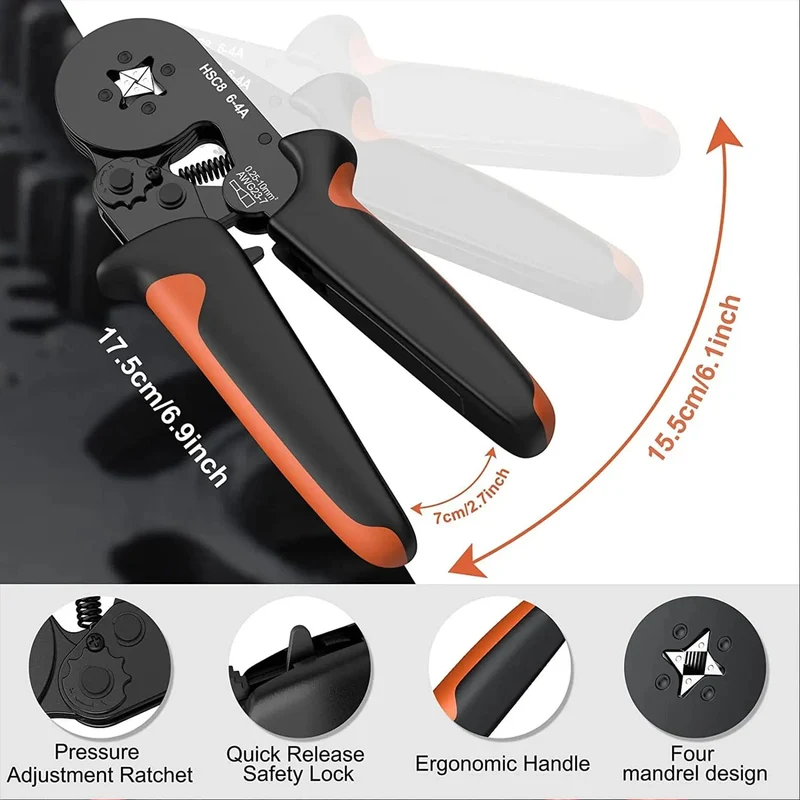 Crimpzangen-Kit, Rohrklemmen HSC8 6-4A Crimper Draht Mini Ferrule Crimper Handwerkzeuge Elektrischer Haushaltssatz mit Box