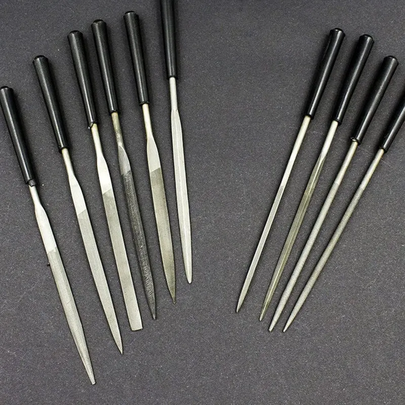 STONEGO Nadelfeilen-Set, 5 Stück/10 Stück, 3 x 140 mm, für Juweliere, Diamantschnitzerei, Metall-, Glas- und Steinhandwerk, Handwerkzeug