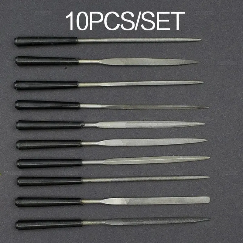 STONEGO Nadelfeilen-Set, 5 Stück/10 Stück, 3 x 140 mm, für Juweliere, Diamantschnitzerei, Metall-, Glas- und Steinhandwerk, Handwerkzeug