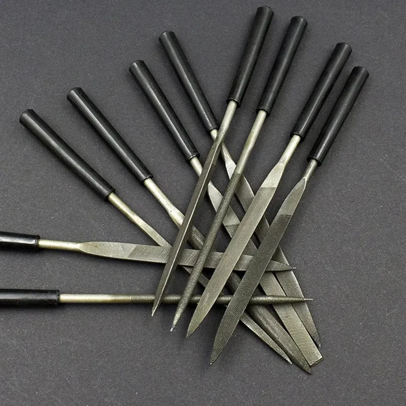 STONEGO Nadelfeilen-Set, 5 Stück/10 Stück, 3 x 140 mm, für Juweliere, Diamantschnitzerei, Metall-, Glas- und Steinhandwerk, Handwerkzeug