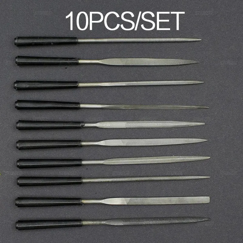 STONEGO Nadelfeilen-Set, 5 Stück/10 Stück, 3 x 140 mm, für Juweliere, Diamantschnitzerei, Metall-, Glas- und Steinhandwerk, Handwerkzeug