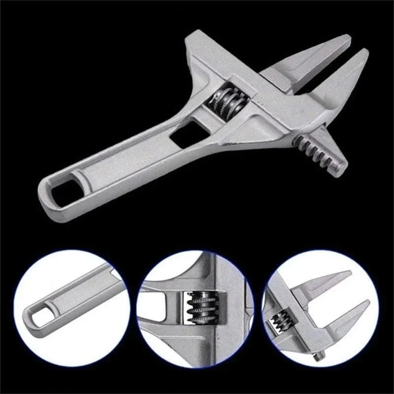 Mini-verstellbarer verstellbarer Badezimmer-Schraubenschlüssel, starke Klemmung, großes offenes Ende, multifunktionaler Aluminium-Schraubenschlüssel, Badezimmer-Reparaturwerkzeug