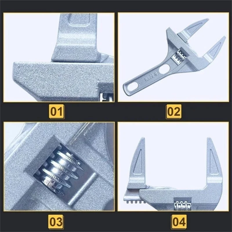 Mini-verstellbarer verstellbarer Badezimmer-Schraubenschlüssel, starke Klemmung, großes offenes Ende, multifunktionaler Aluminium-Schraubenschlüssel, Badezimmer-Reparaturwerkzeug