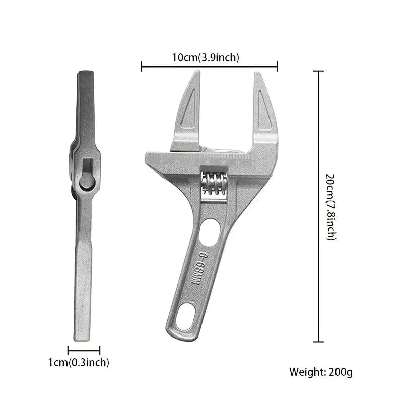 Mini-verstellbarer verstellbarer Badezimmer-Schraubenschlüssel, starke Klemmung, großes offenes Ende, multifunktionaler Aluminium-Schraubenschlüssel, Badezimmer-Reparaturwerkzeug