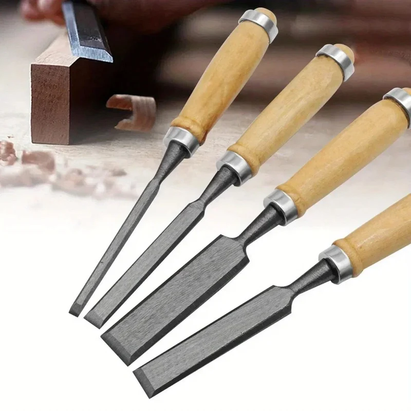Holzmeißel mit bequemem Buchengriff und Holzgriffen, 4/8/12/16 mm, 20 Stück – ergonomische Holzschnitzwerkzeuge, DIY-Hilfswerkzeuge