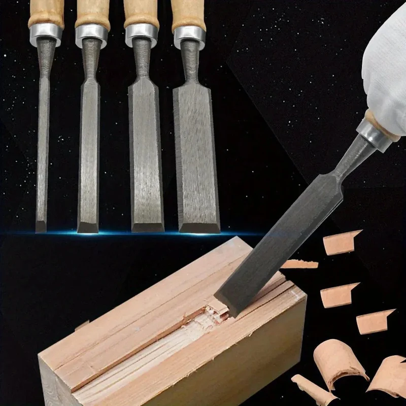 Holzmeißel mit bequemem Buchengriff und Holzgriffen, 4/8/12/16 mm, 20 Stück – ergonomische Holzschnitzwerkzeuge, DIY-Hilfswerkzeuge