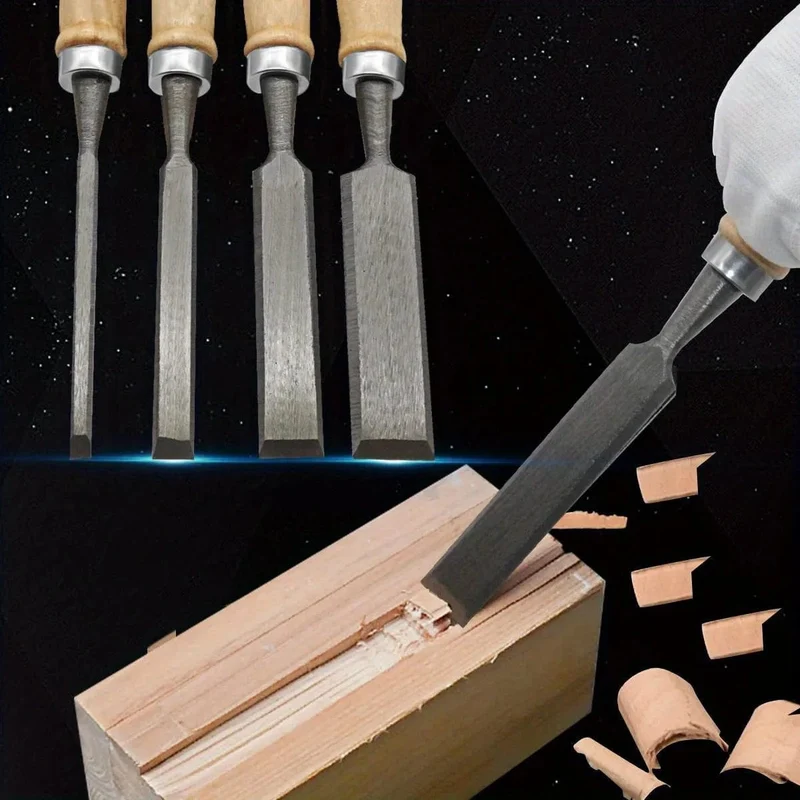 Holzmeißel mit bequemem Buchengriff und Holzgriffen, 4/8/12/16 mm, 20 Stück – ergonomische Holzschnitzwerkzeuge, DIY-Hilfswerkzeuge