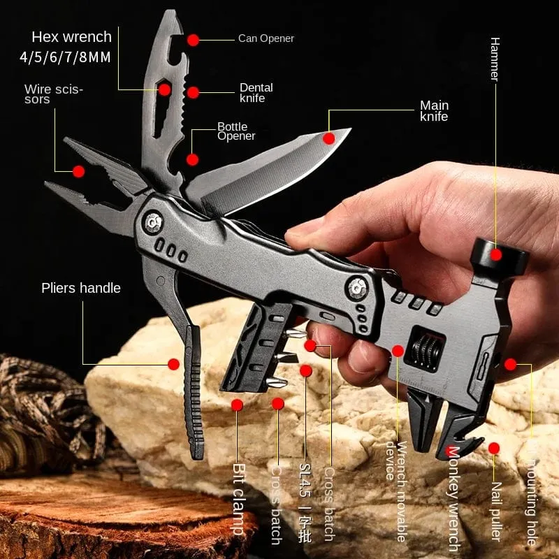 Multifunktionale Klauenhammerzange Outdoor Camping Nagelhammer Mehrzweck-Klappwerkzeug Zange Lebensrettende Hammer Handwerkzeuge