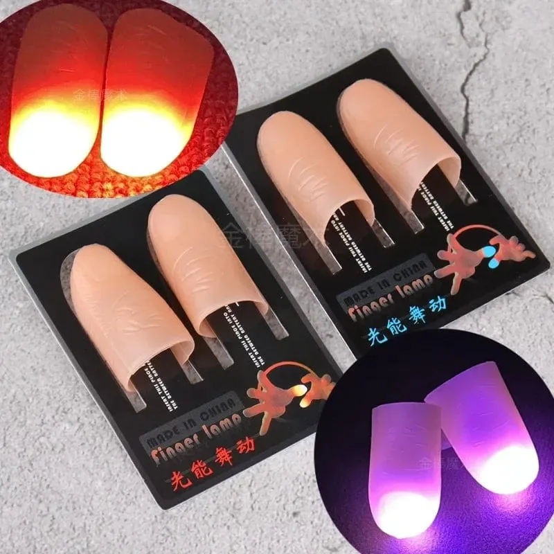 2 Teile/satz Magische Daumen Licht Spielzeug für Erwachsene Zaubertrick Requisiten Blau Licht Led Blinkende Finger Halloween Party Spielzeug für Kinder