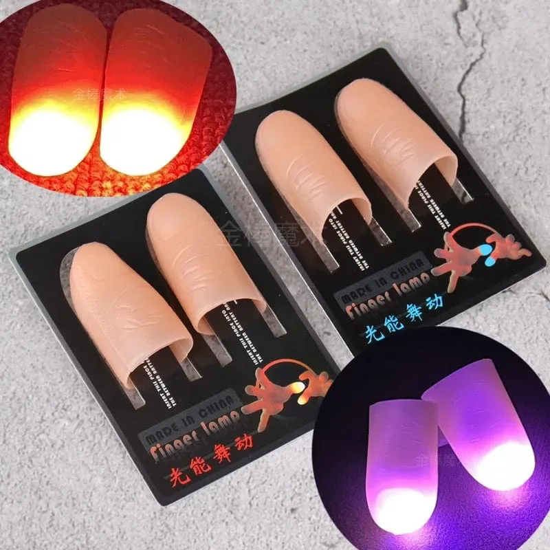 2 Teile/satz Magische Daumen Licht Spielzeug für Erwachsene Zaubertrick Requisiten Blau Licht Led Blinkende Finger Halloween Party Spielzeug für Kinder