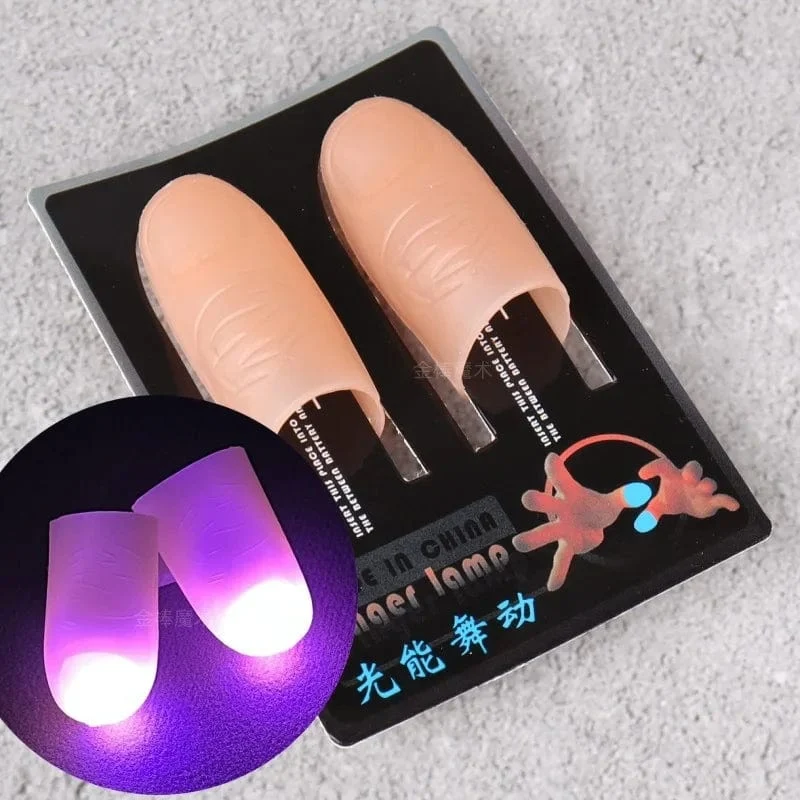 2 Teile/satz Magische Daumen Licht Spielzeug für Erwachsene Zaubertrick Requisiten Blau Licht Led Blinkende Finger Halloween Party Spielzeug für Kinder