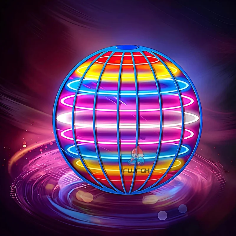 Fliegender Ball mit Aufhängung, farbige LED, automatischer Bumerang-Ball, schwarzer Tech-Magieball, fliegendes Spielzeug, Gyroskop, Anti-Schwerkraft für Kinder