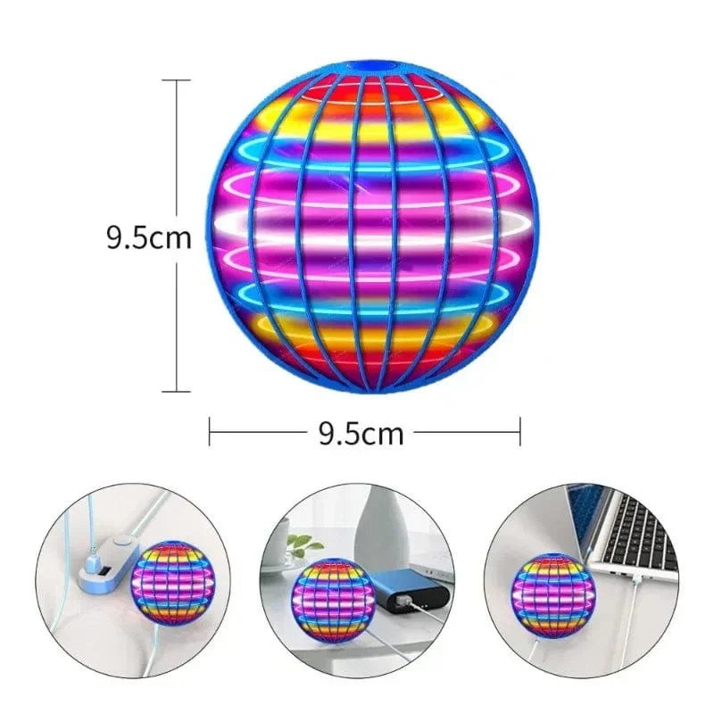 Fliegender Ball mit Aufhängung, farbige LED, automatischer Bumerang-Ball, schwarzer Tech-Magieball, fliegendes Spielzeug, Gyroskop, Anti-Schwerkraft für Kinder