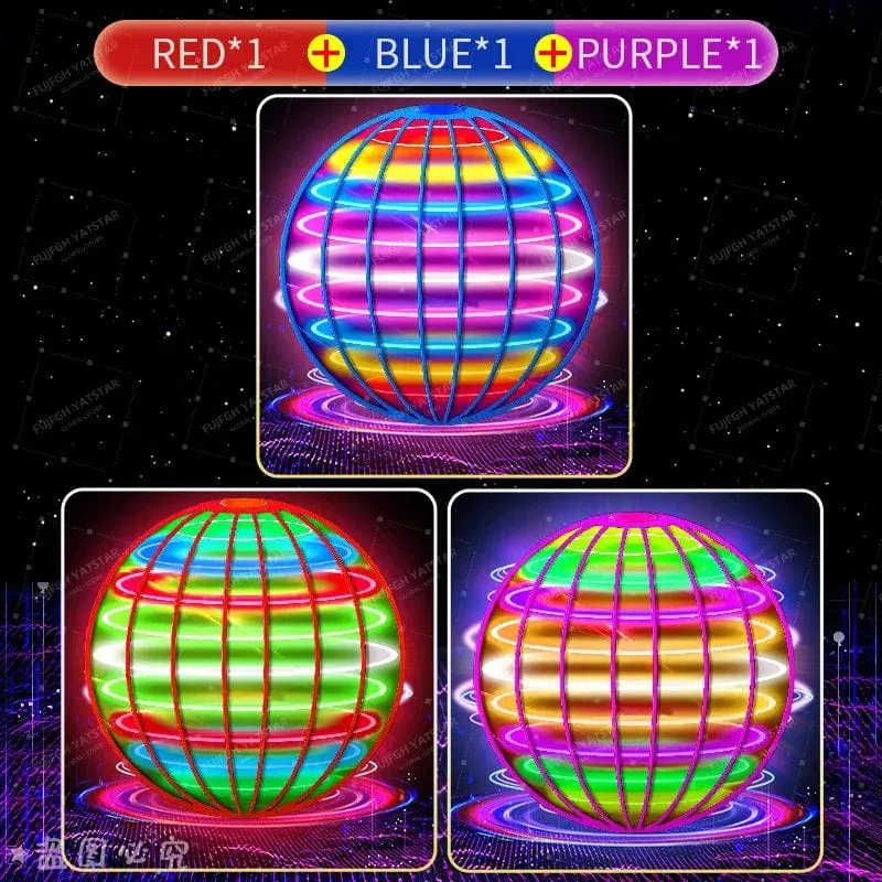 Fliegender Ball mit Aufhängung, farbige LED, automatischer Bumerang-Ball, schwarzer Tech-Magieball, fliegendes Spielzeug, Gyroskop, Anti-Schwerkraft für Kinder