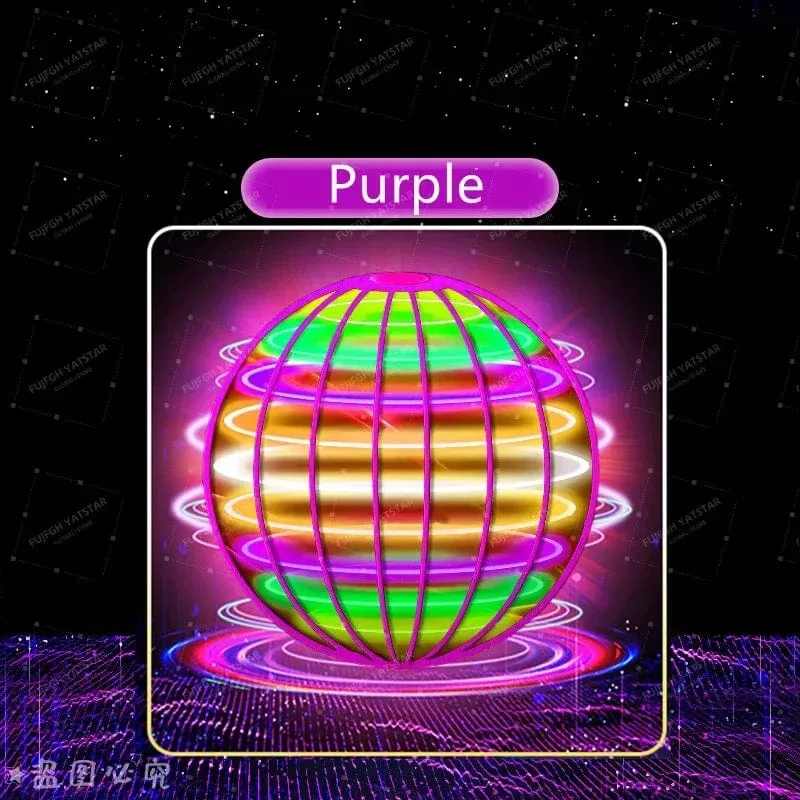 Fliegender Ball mit Aufhängung, farbige LED, automatischer Bumerang-Ball, schwarzer Tech-Magieball, fliegendes Spielzeug, Gyroskop, Anti-Schwerkraft für Kinder