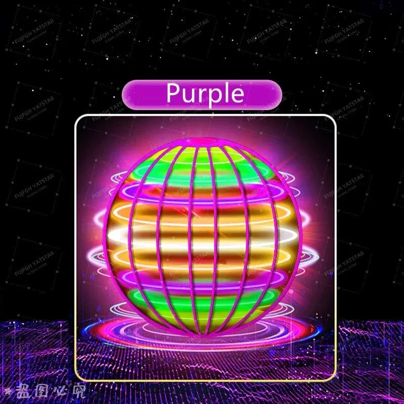 Fliegender Ball mit Aufhängung, farbige LED, automatischer Bumerang-Ball, schwarzer Tech-Magieball, fliegendes Spielzeug, Gyroskop, Anti-Schwerkraft für Kinder
