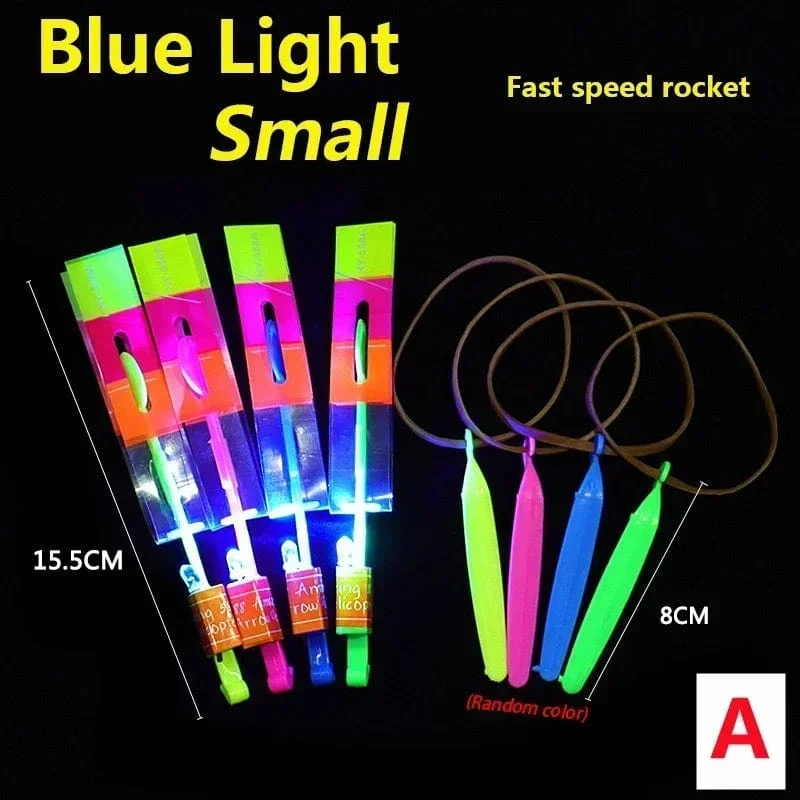 1/10/30/50 stücke Erstaunliche Licht Spielzeug Pfeil Rakete Hubschrauber Fliegen Spielzeug LED Licht Spielzeug Party Spaß Geschenke Gummiband Katapult