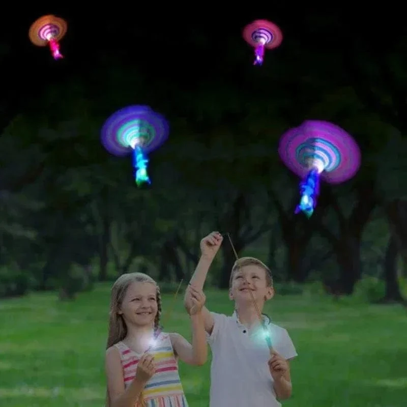 1/10/30/50 stücke Erstaunliche Licht Spielzeug Pfeil Rakete Hubschrauber Fliegen Spielzeug LED Licht Spielzeug Party Spaß Geschenke Gummiband Katapult