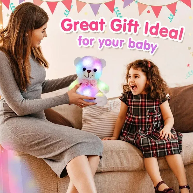 22 cm leuchtender Bär, Teddy, Stoffpuppe mit LED, süßes Tier, weiches Plüschspielzeug, Nachtlicht, leuchtender Bär, sensorisches Spielzeug, Geschenk für Kinder