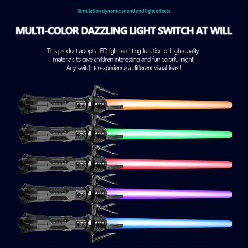 Spielzeug-Laserschwert, rotes und blaues Doppelschwert, einziehbares Zwei-in-Eins-Lichtschwert, Jedi-Cosplay-Waffe, Kampfkunst-Aufführung für Kinder