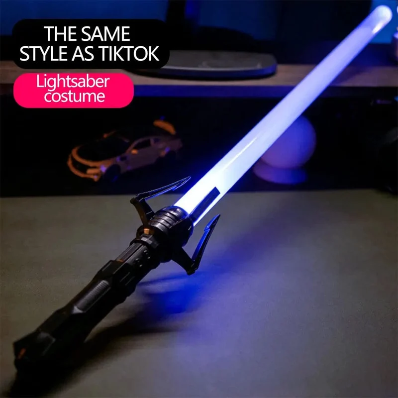 Spielzeug-Laserschwert, rotes und blaues Doppelschwert, einziehbares Zwei-in-Eins-Lichtschwert, Jedi-Cosplay-Waffe, Kampfkunst-Aufführung für Kinder