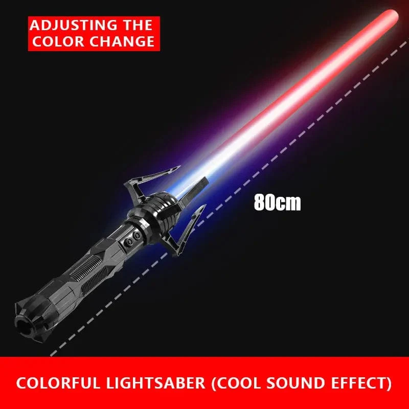 Spielzeug-Laserschwert, rotes und blaues Doppelschwert, einziehbares Zwei-in-Eins-Lichtschwert, Jedi-Cosplay-Waffe, Kampfkunst-Aufführung für Kinder