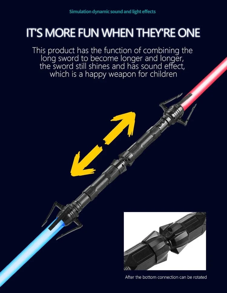 Spielzeug-Laserschwert, rotes und blaues Doppelschwert, einziehbares Zwei-in-Eins-Lichtschwert, Jedi-Cosplay-Waffe, Kampfkunst-Aufführung für Kinder