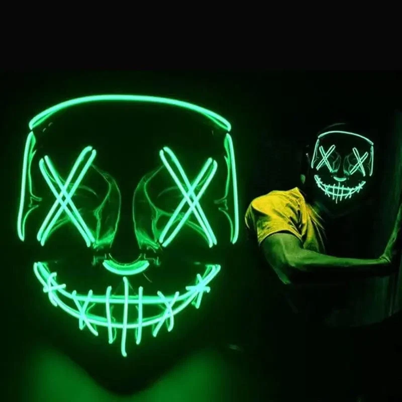 1 Stück Neonlicht LED Helle Spielzeugmaske Schwarz V-förmige leuchtende Maske Glühende Maske Glänzendes Spielzeug