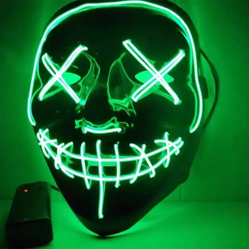 1 Stück Neonlicht LED Helle Spielzeugmaske Schwarz V-förmige leuchtende Maske Glühende Maske Glänzendes Spielzeug