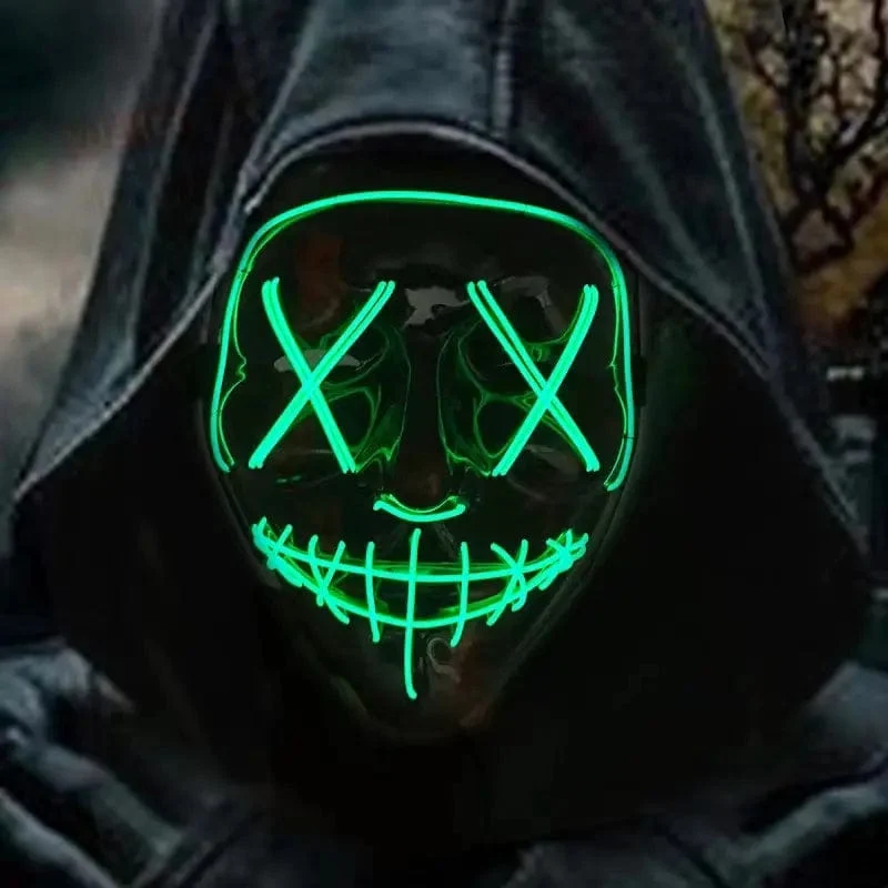 1 Stück Neonlicht LED Helle Spielzeugmaske Schwarz V-förmige leuchtende Maske Glühende Maske Glänzendes Spielzeug