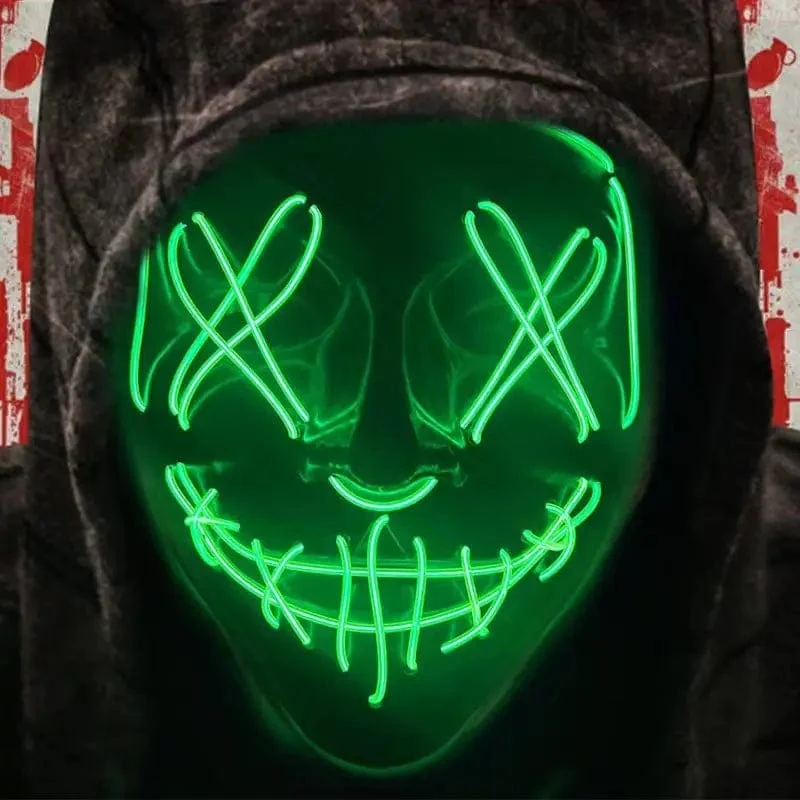 1 Stück Neonlicht LED Helle Spielzeugmaske Schwarz V-förmige leuchtende Maske Glühende Maske Glänzendes Spielzeug
