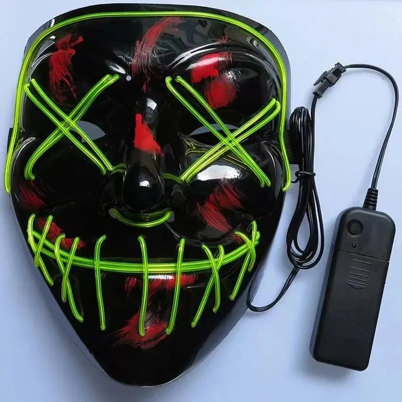 1 Stück Neonlicht LED Helle Spielzeugmaske Schwarz V-förmige leuchtende Maske Glühende Maske Glänzendes Spielzeug