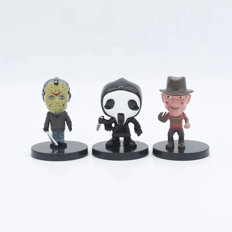 10 teile/satz Horrorfilmfiguren V wie Vendetta Chucky Freddy Jason Scary Saw PVC Actionfiguren Spielzeug