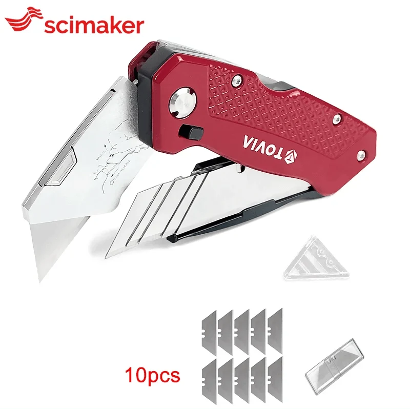 T TOVIA Klappmesser, auswechselbares Universalmesser für Kabelkartons, Kartons, Schneidegriff, Messerklingen, Outdoor-Handwerkzeug