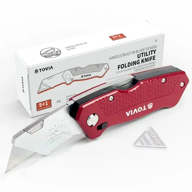 T TOVIA Klappmesser, auswechselbares Universalmesser für Kabelkartons, Kartons, Schneidegriff, Messerklingen, Outdoor-Handwerkzeug