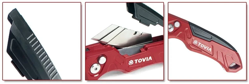 T TOVIA Klappmesser, auswechselbares Universalmesser für Kabelkartons, Kartons, Schneidegriff, Messerklingen, Outdoor-Handwerkzeug